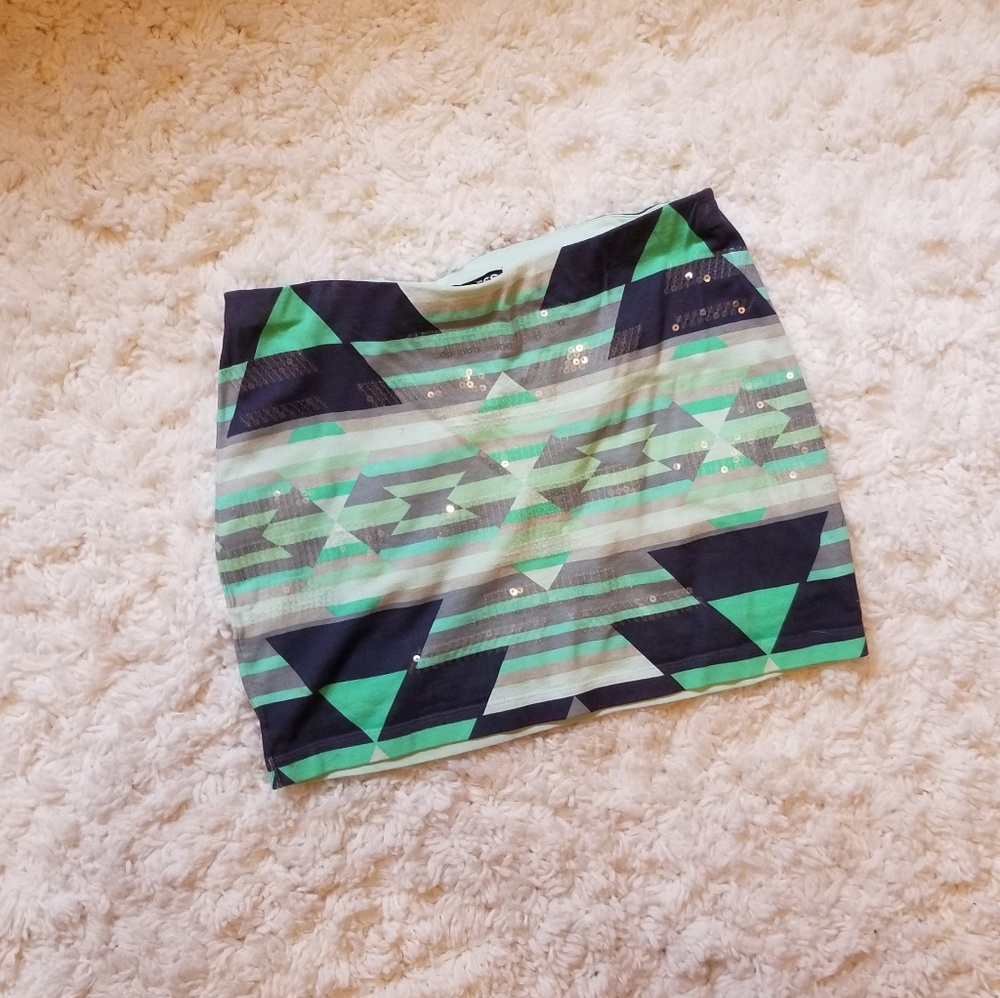 Express Aztec Sequin Mini Skirt